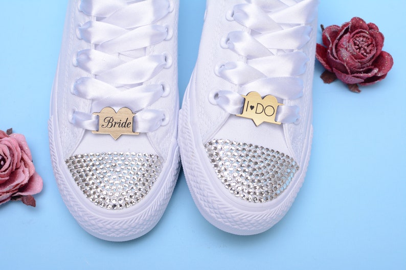 Custom Shoe Tags For Bride, Shoelace Tags, Shoelace Charms, Personalized Bride Shoe Charms, Wedding Shoe, Bridal Party, Flower Girl Charms image 5