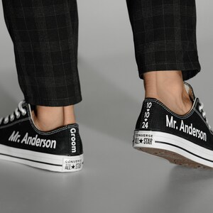 Personalized Groom Converse, Man Wedding Sneakers, Men Converse, Man Wedding Shoes, Custom Groomsman Sneaker, Groom Trainers With Name image 3