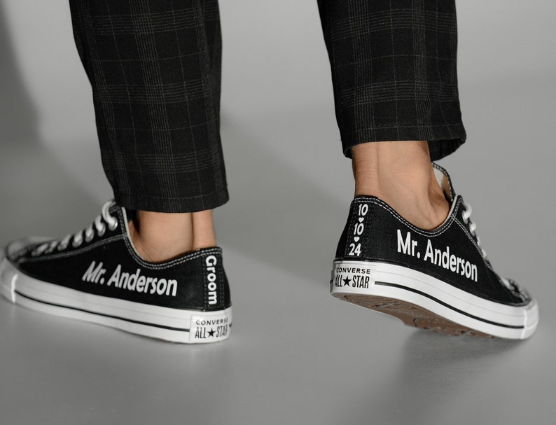 Personalized Groom Converse, Man Wedding Sneakers, Men Converse, Man Wedding Shoes, Custom Groomsman Sneaker, Groom Trainers With Name image 3
