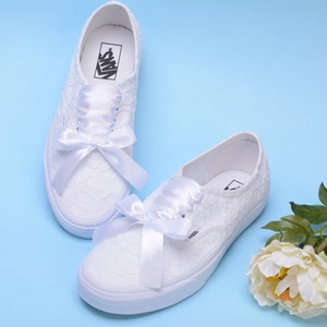 Bridal Vans shoes for Bride, Custom Vans For Wedding, Customized Vans Trainers, Lace Vans sneakers, Bride Vans Authentic for women