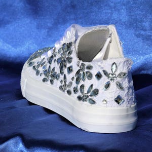 Wedding Sneakers for Bride With Crystals, Bridal Trainers, Lace up ...