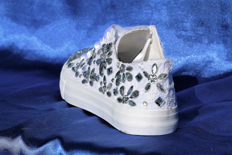 Wedding sneakers for bride with crystals, Bridal Trainers, Lace up sneakers, Rhinestone sneakers, Bridal sneakers, Wedding tennis shoes, image 5