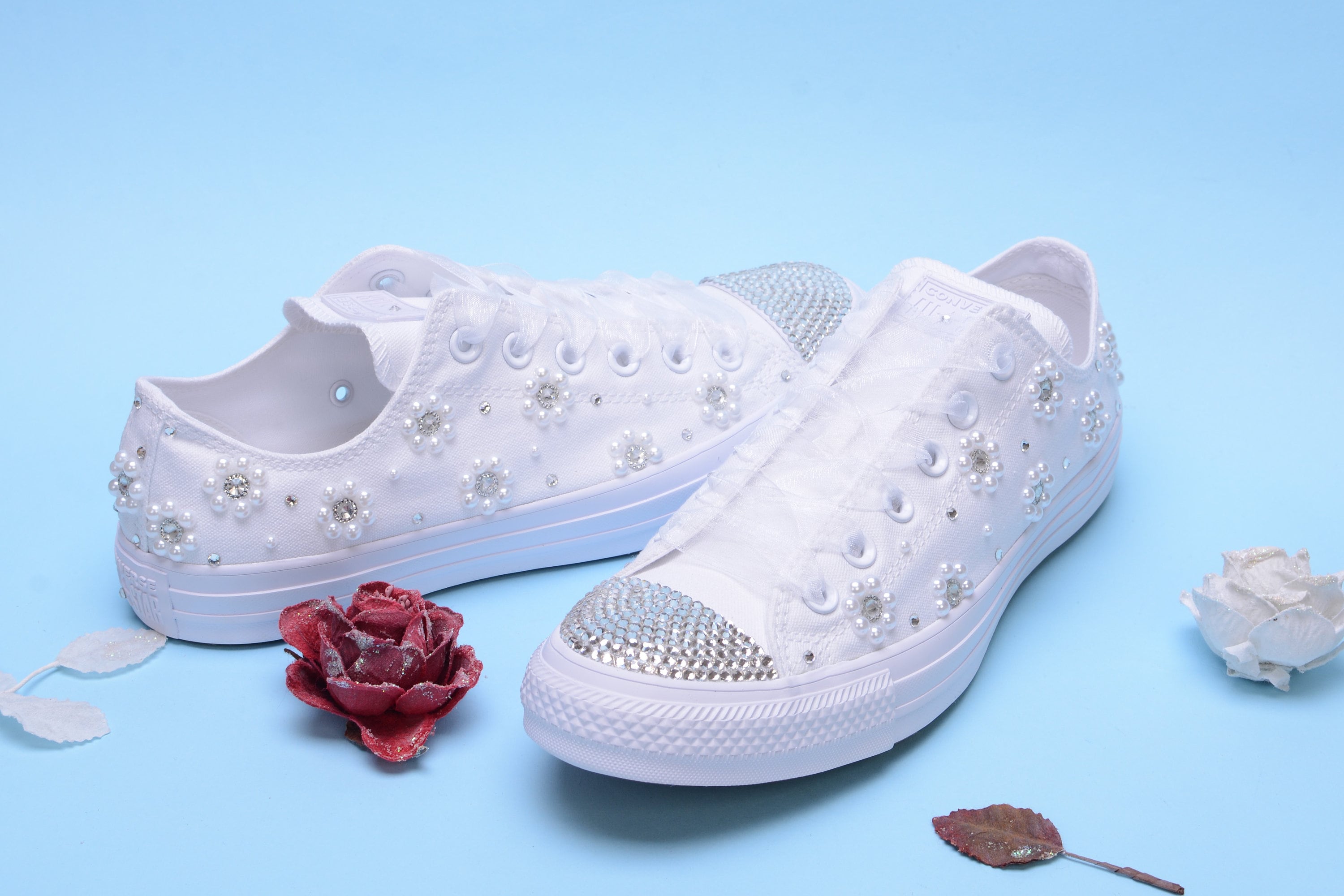 Custom Converse Sneakers for Bride Pearl Converse Shoes - Etsy