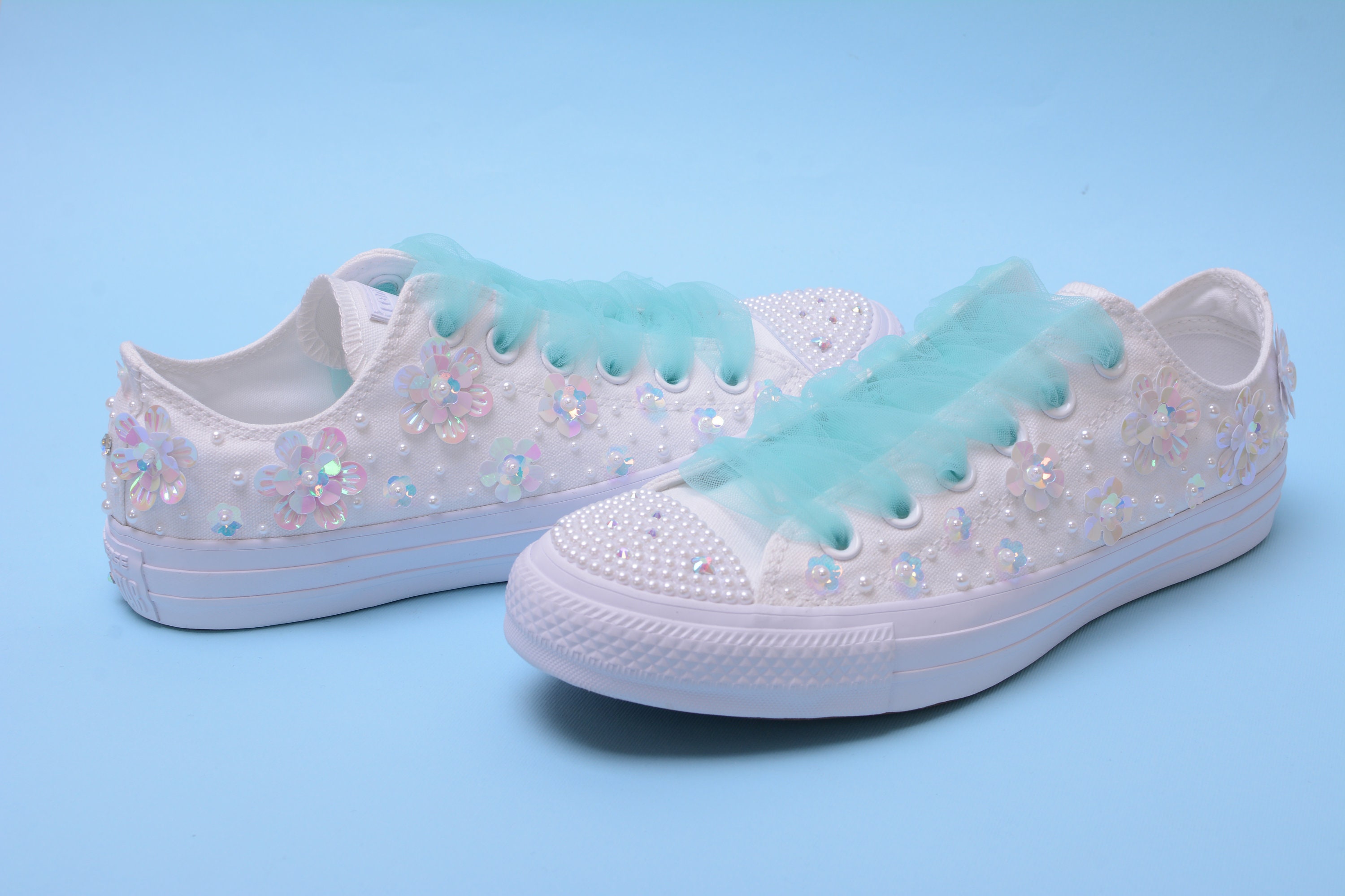 Sparkle Wedding Converse for Bride, Bling Converse with Pearls