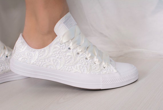 Luxury Ivory Wedding Converse Lace Low Top Custom Converse - Etsy