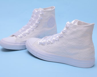 Converse High Top Hochzeit, Converse High Top, Braut Converse, Hochzeit All Stars, Hochzeit Chuck Taylor, Custom Converse