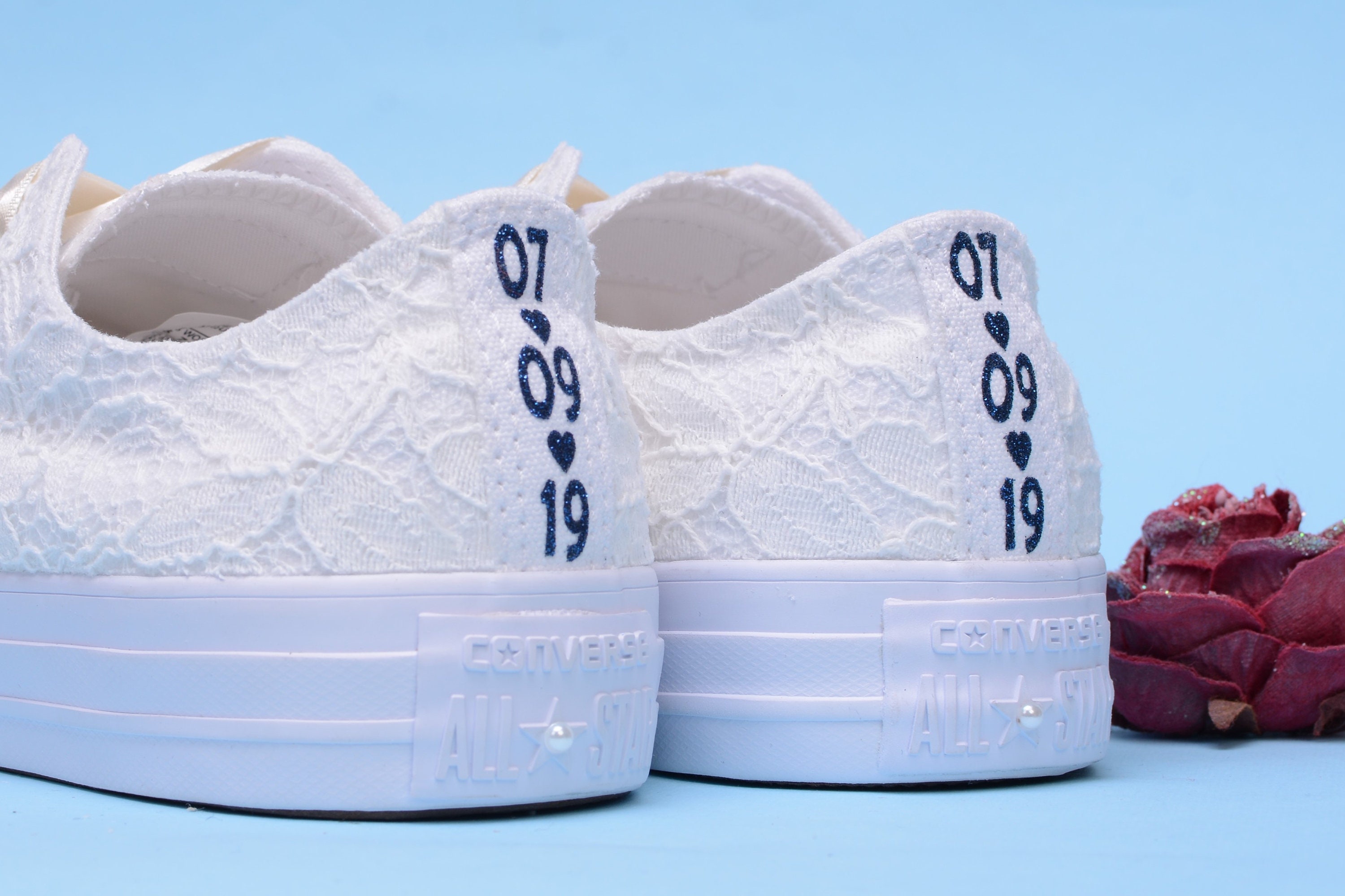 Personalised Ivory Wedding Converse For Bride, Monogrammed Low Top ...