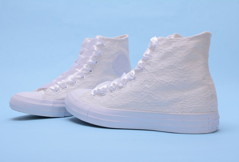 High Top Wedding Converse for Bride White Lace Converse High Etsy