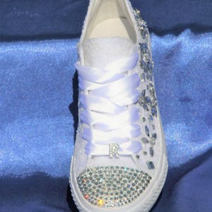 Wedding sneakers for bride with crystals, Bridal Trainers, Lace up sneakers, Rhinestone sneakers, Bridal sneakers, Wedding tennis shoes, image 6