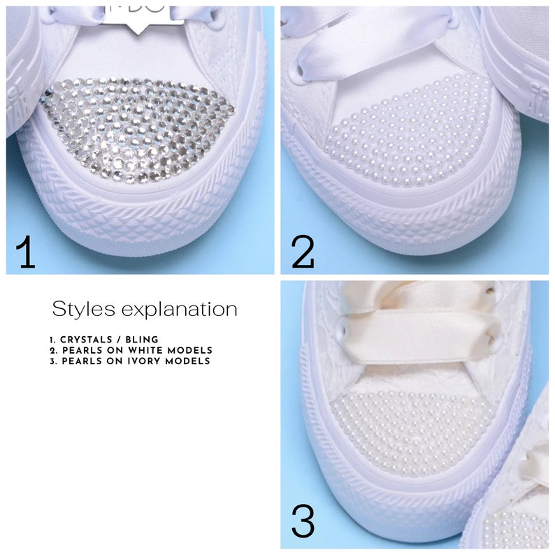 Luxus-Hochzeits-Converse-Spitzen-Niedrigspitze, kundenspezifische Schneeschuh-Hochzeits-Tennisschuhe für Braut, personalisierte Braut Low-Top-Tennisschuhe mit Dubai-Spitze Bild 8