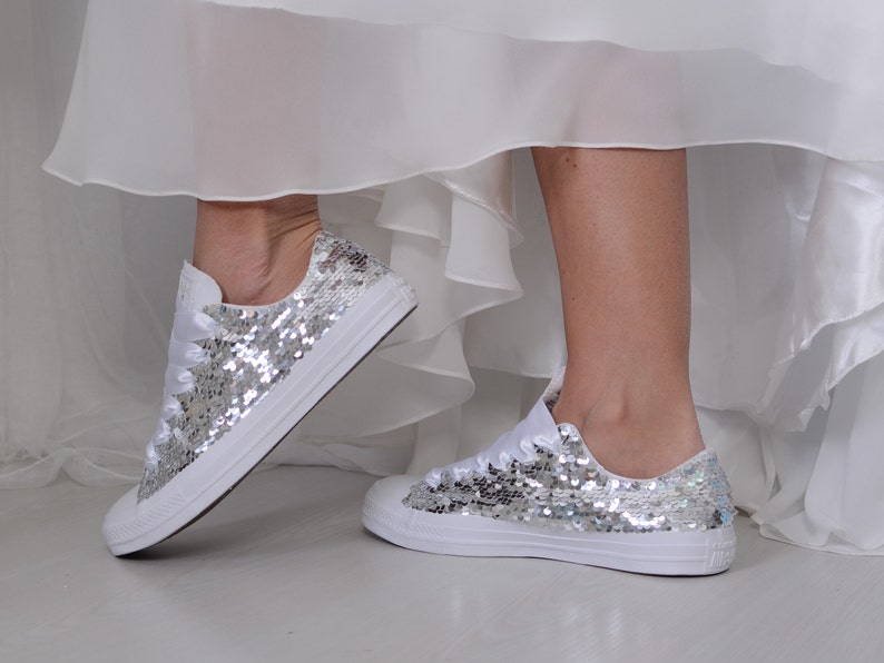 sequin converse silver