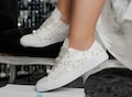 Luxury Ivory Wedding Converse For Bride With Beads, Ivory Wedding Shoes, Ivory Trainers, Ivory Sneakers, Bride Tennis Shoes product logo