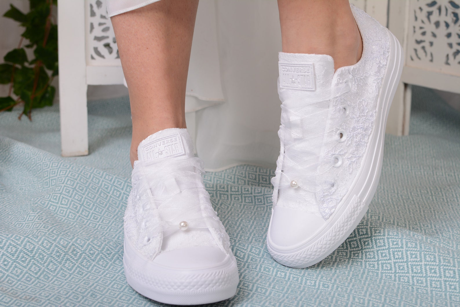 Luxury Ivory Wedding Converse Lace Low Top Custom Converse - Etsy UK