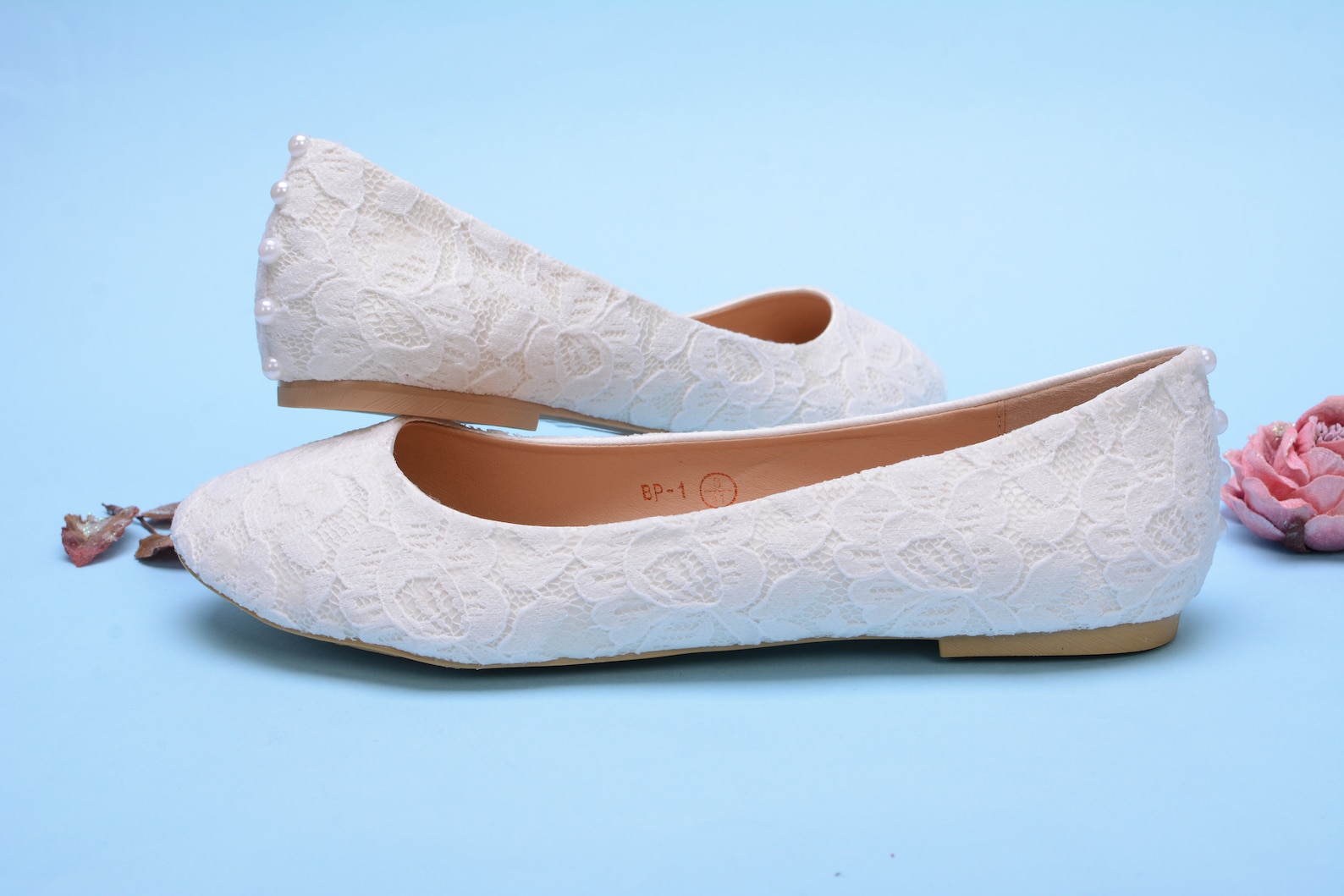 flat white satin shoes