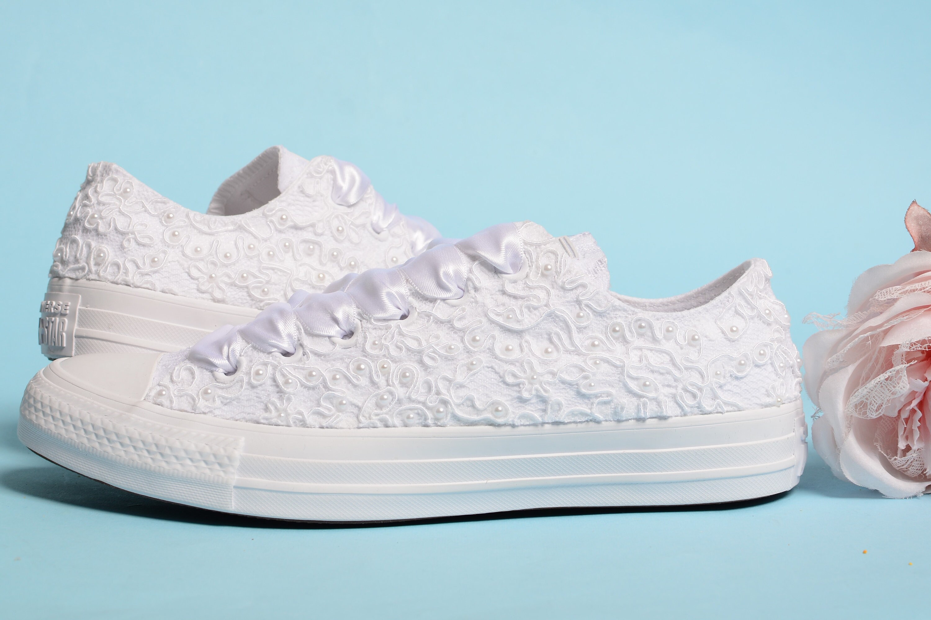 Luxe White Bride Converse Dentelle Converse pour mariée Etsy