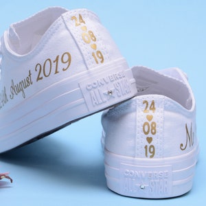 Baskets Converse en feuille d'or personnalisées pour la mariée, baskets Converse de mariage en feuille d'or personnalisées, chaussures Converse de mariée personnalisées image 4