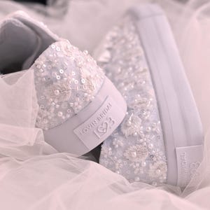 Lace Wedding Sneakers for Bride – Elegant White Bridal Shoes – Comfortable and Stylish Wedding Day Footwear – Trainers Perfect for Brides