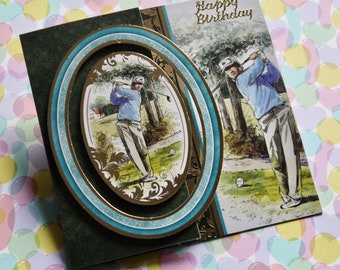 Handmade Birthday Card for Him, Birthday Greetings for Family or Friends, Golf Card