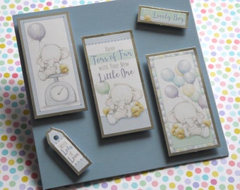 Handmade New Baby Boy Card, Congratulations for Family or Friends, New Parents Celebration Card