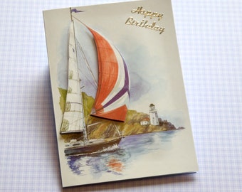 Handmade Birthday Card for Him or Her, Birthday Greetings for Family or Friends, Boating Enthusiasts