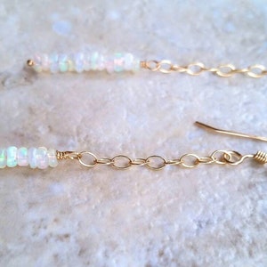 Ethiopian opal and gold filled chain drop earrings / minimalist opal earrings / Welo opal dangle earrings / simple fire opal drop earrings