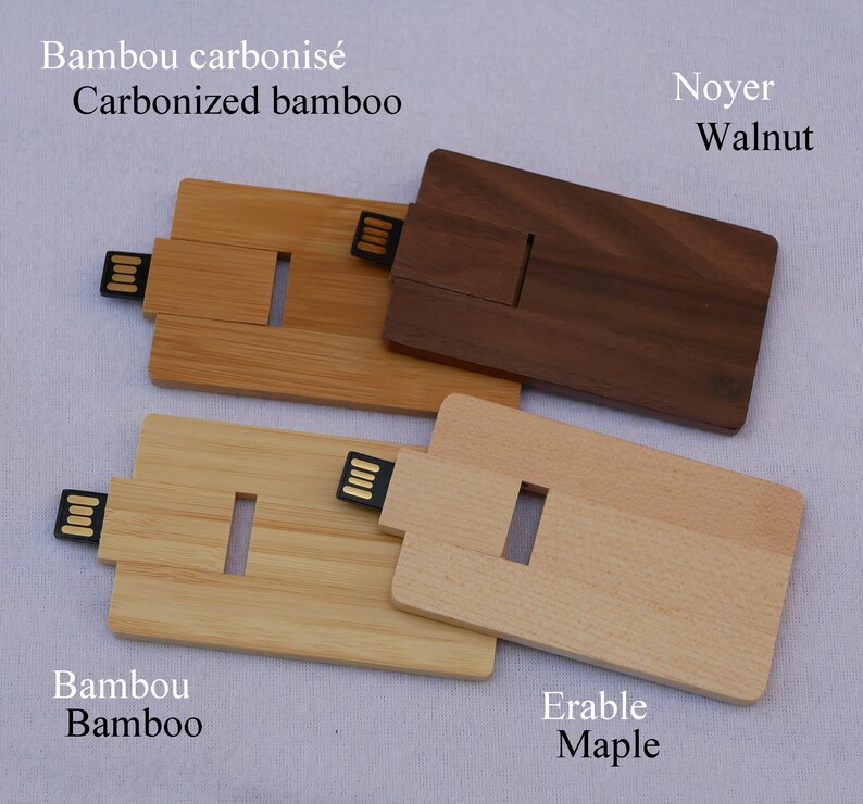 Custom engraved wood wallet card USB flash drive memory 32GB Etsy