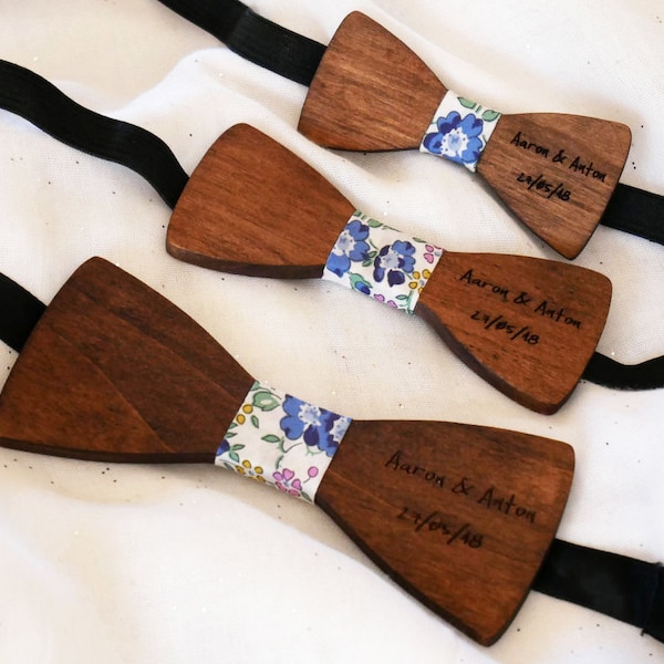 Noeud papillon à personnaliser en bois français à personnaliser en 3 tailles et 4 couleurs, cadeau pour homme, ado ou enfant