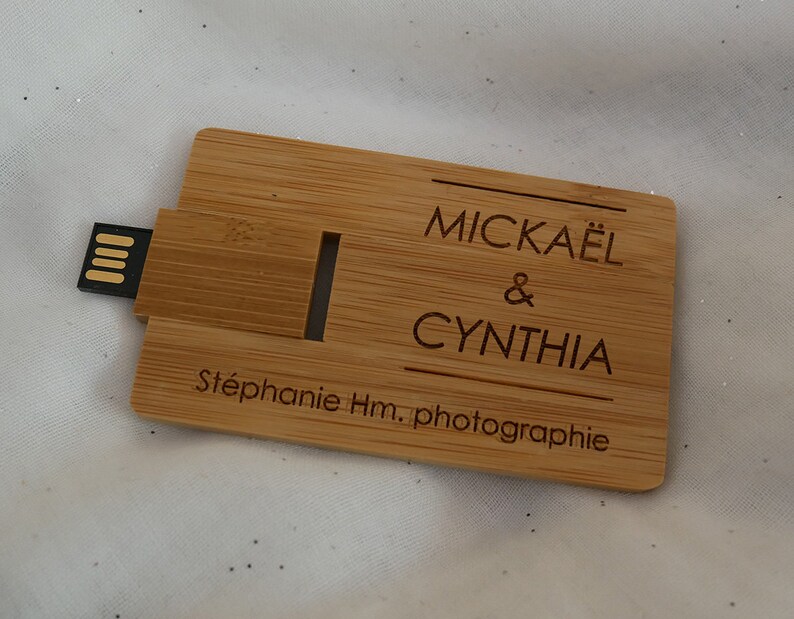 Custom engraved wood wallet card USB flash drive memory 32GB Etsy