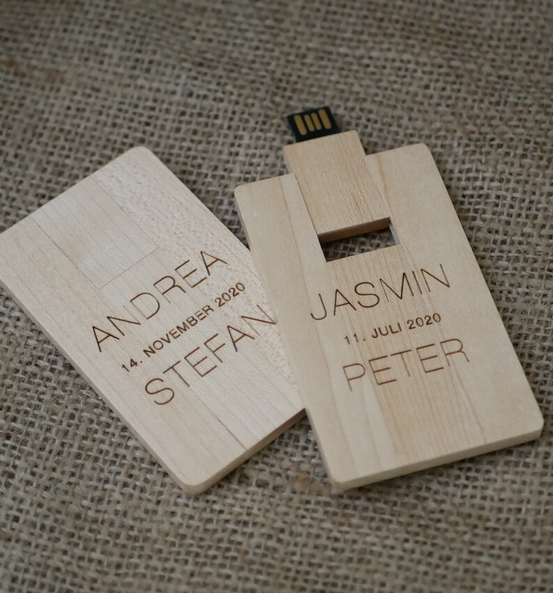 Custom engraved wood wallet card USB flash drive memory 32GB Etsy