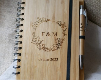 Personalized wooden guest book, alternative wedding engraved guest book, rustic wedding