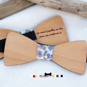 Gift natural wood Bow Tie,  personalized bowtie with love words engraving, men groom gift
