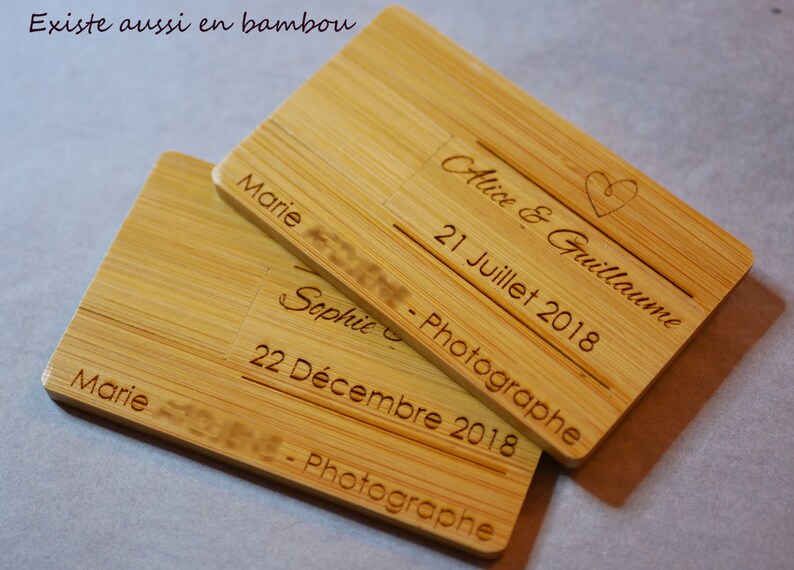 Custom engraved wood wallet card USB flash drive memory 32GB Etsy