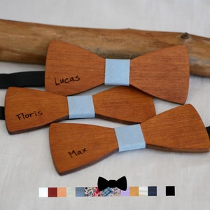 Papillon personalizzato con incisione e nastro, in legno di ciliegio francese, accessorio da uomo personalizzato per matrimonio, regalo al testimone