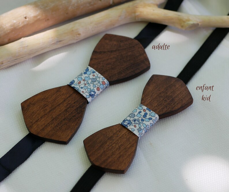 Nœud Papillon Garçon En Bois Et Coton - Cérémonie, Mariage, Baptême - Modèle Unique