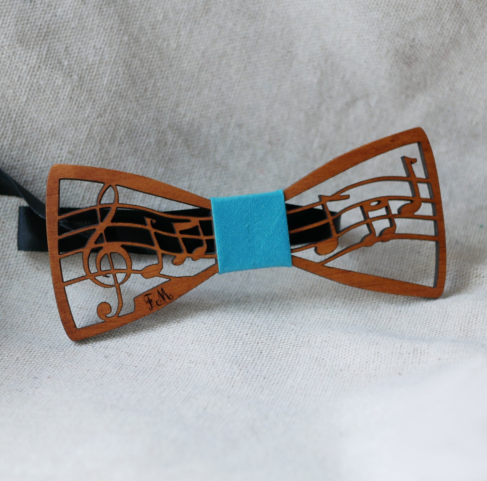 Music Wood Bow Tie Musical Notes and Treble Clef on a Wooden - Etsy