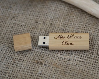 Gift customized engrave wood USB flash drive stick 32 GB, wood name personalized gift for her, custom wooden pen drive