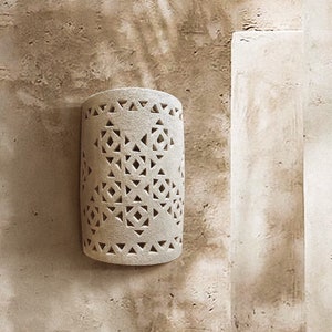 Set of 2 Large off-white wall sconce, handmade in Egypt, wall sconce, clay wall sconce, terra cotta sconce, rustic wall sconce