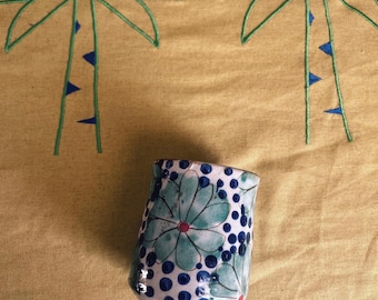 Polkadot tea set, hand painted ceramic cups, ceramic tableware, ceramic cups, handmade pottery, pottery tableware, Al fresco