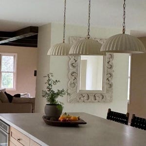 Set of 2 Clay Pendant Lights, Handmade Ceramic Kitchen Island Lighting