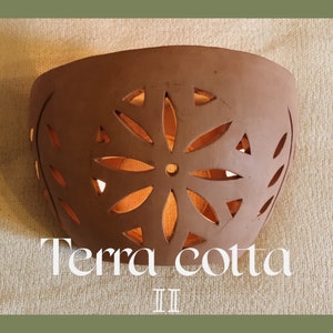 Terra cotta II, handmade in Egypt, wall sconce, clay wall sconce, terra cotta sconce, rustic wall sconce