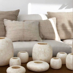 Set of Egyptian white alabaster stone,  alabaster candle holder, Middle East decor, candle holder, white alabaster stone