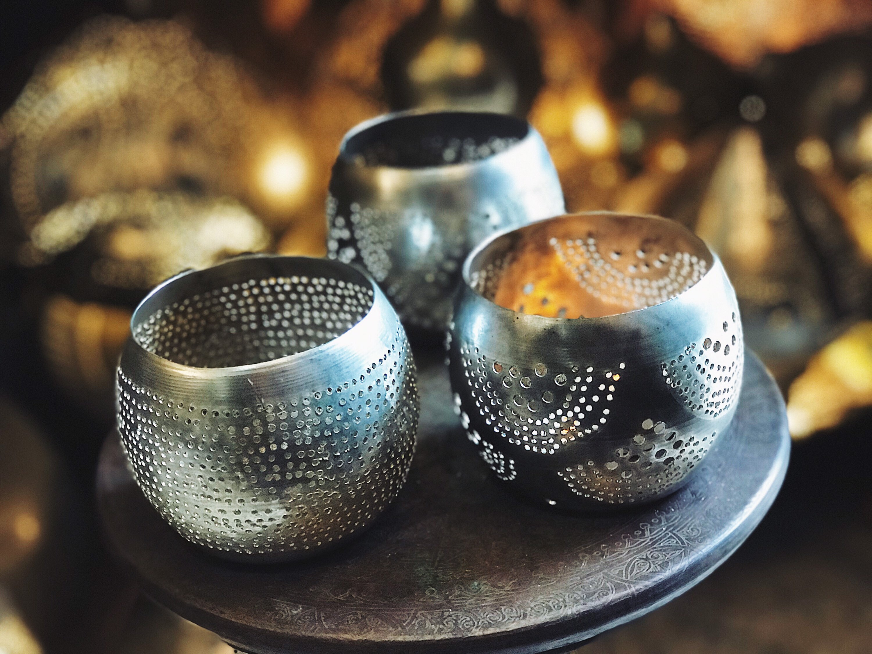 SET OF THREE Brass Candle Holders Arabic Style Moroccan Etsy UK