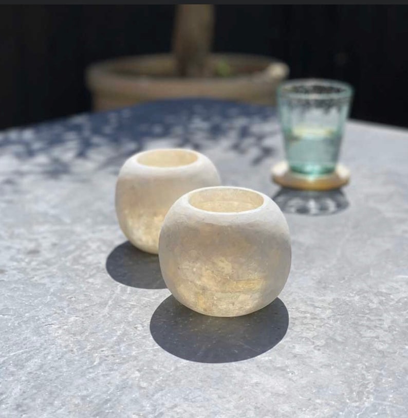 Egyptian white alabaster stone, alabaster candle holder, Middle East decor, candle holder, white alabaster stone image 2