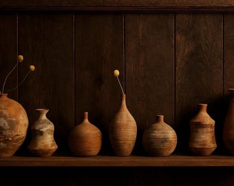 Rustic Fire Clay Vase, Handmade Decorative Terracotta Home Decor