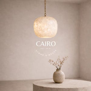 White alabaster hanging pendant, alabaster pendant with gold chain