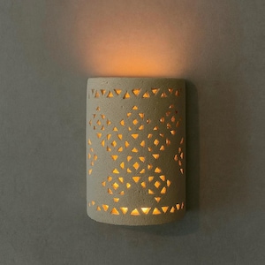 Set of 2 Large off-white wall sconce, handmade in Egypt, wall sconce, clay wall sconce, terra cotta sconce, rustic wall sconce