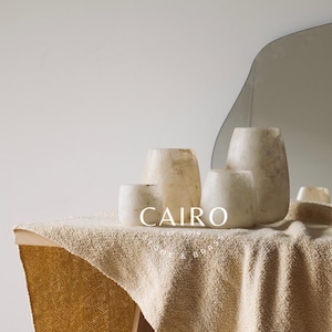 Egyptian white alabaster stone, Oval alabaster candle holder, Middle East decor, candle holder, white alabaster stone