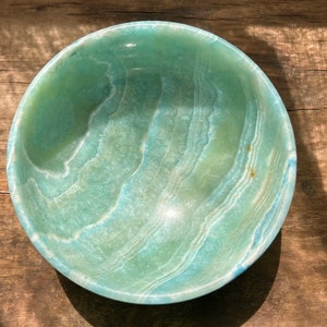 Set of 4 beautiful blue green alabaster bowls, luminous alabaster bowls, alabaster bowls image 1