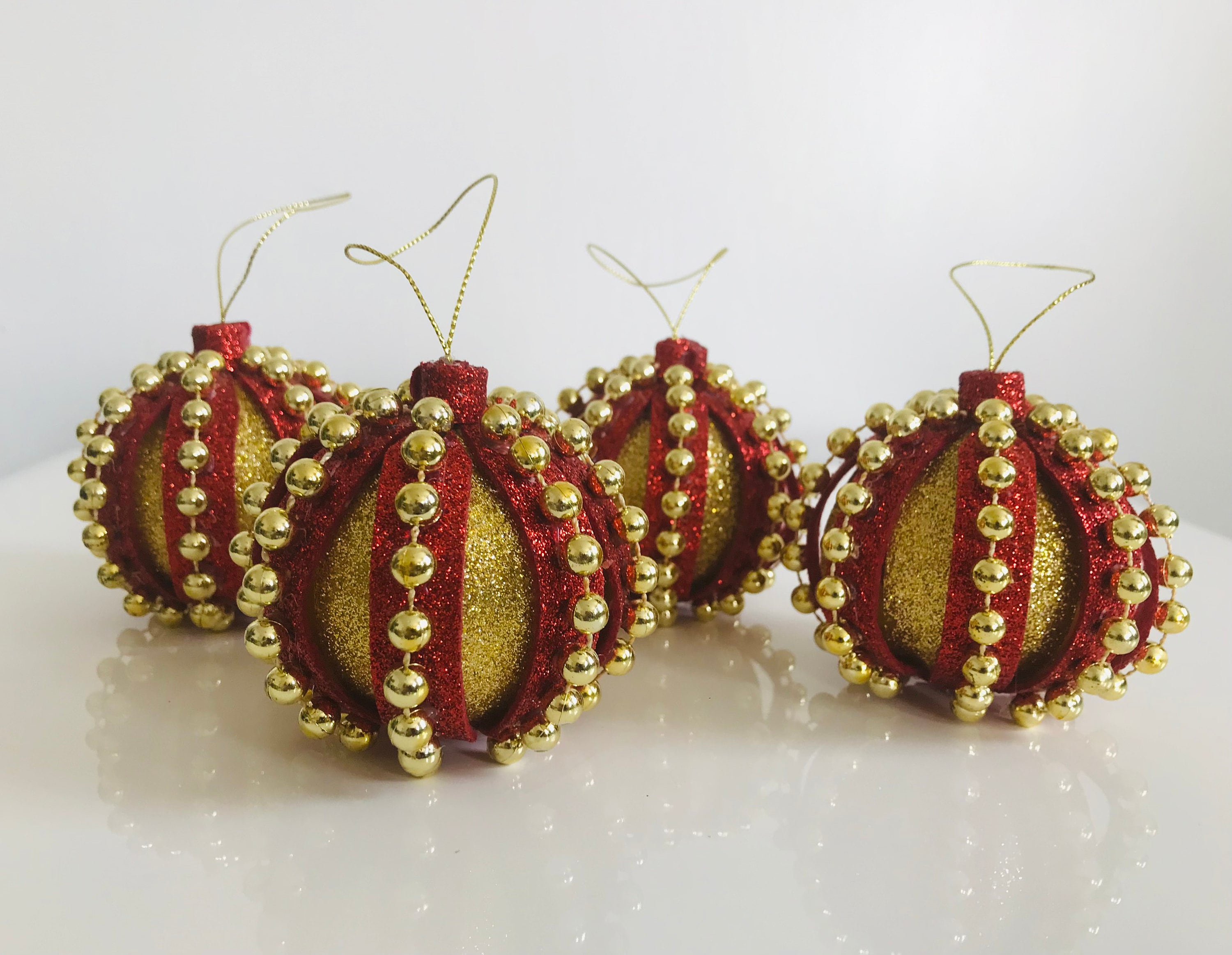 Set of 4 Christmas Baubles Hand Made Etsy