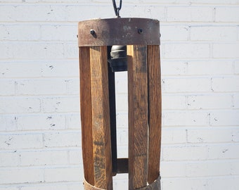 Barrel Stave and Ring Pendant Light